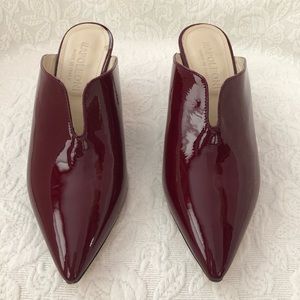 NEVER worn Napoleoni ruby red patent leather mules. 7.5 Made in Italy. $90.00